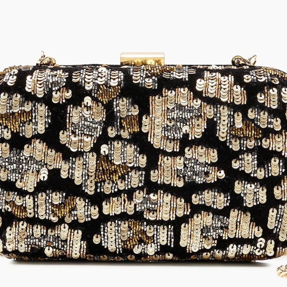 NWT - ONE SIZE - J.Crew Minaudière bag in leopard sequins - PEPPER LEOPARD BROWN
